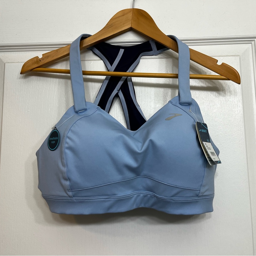 NWT Brooks Juno Sports Bra Sz 38C Seaglass & Navy (Discontinued)